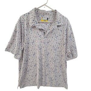 Jack Nicklaus Shirt Mens XL Polo White Pattern Short Sleeve Eco Choice Palm
